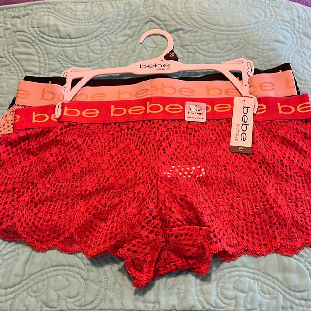 NWT bebe 3 pack plus size lace boy short